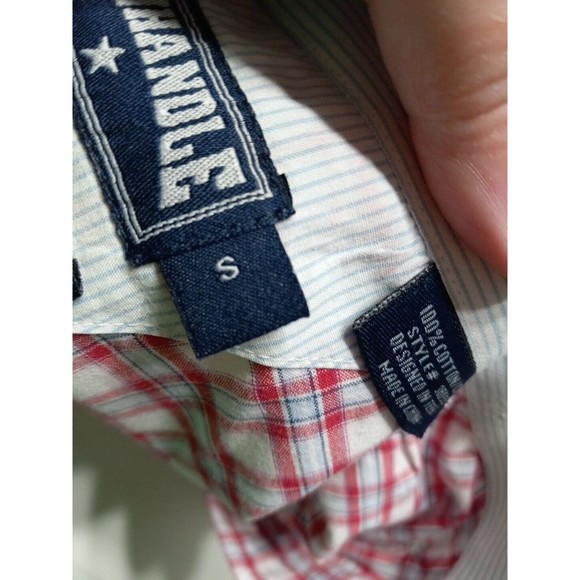 Panhandle Slim Long Sleeve Spell Out Size Small Western Plaid Red White Rodeo - Picture 8 of 11